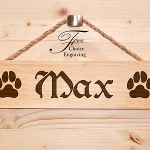 Dog Sign | Custom Wooden Dog Name Sign | Engraved Gift | Pet Name Plates | Pet Sign | Custom Pet Sign | Crate Signs | Paw Sign