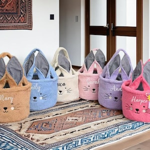 Ostereiersuchbeutel mit Name. Personalisierter Osterkorb. Bestickter Osterkorb. Häschen Korb. Ostergeschenke für Kinder. Baby Mädchen Geschenk.