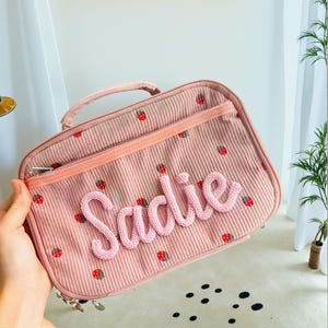 Personalized Lunchbox Bag for Girls,Custom Corduroy Lunch Bag With Name, Gift for Kid,Kid Tote bag,Embroidered Backpack,Back to School Gift