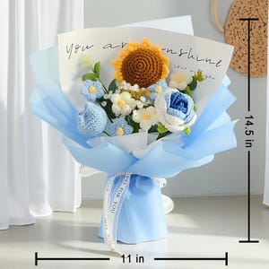 Autumn Crochet flowers bouquet, Tulip, Orange, White, Yellow, everlasting, Graduation, Birthday, Friend, Sister, Girlfriend Gift, love