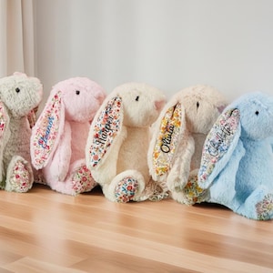 Personalized Plush Bunny Rabbit, Embroidered Bunny Rabbit,Monogrammed Bunny,Bunny Soft Plush Toy,Newborn Baby Gifts,Gift for kids boys girls