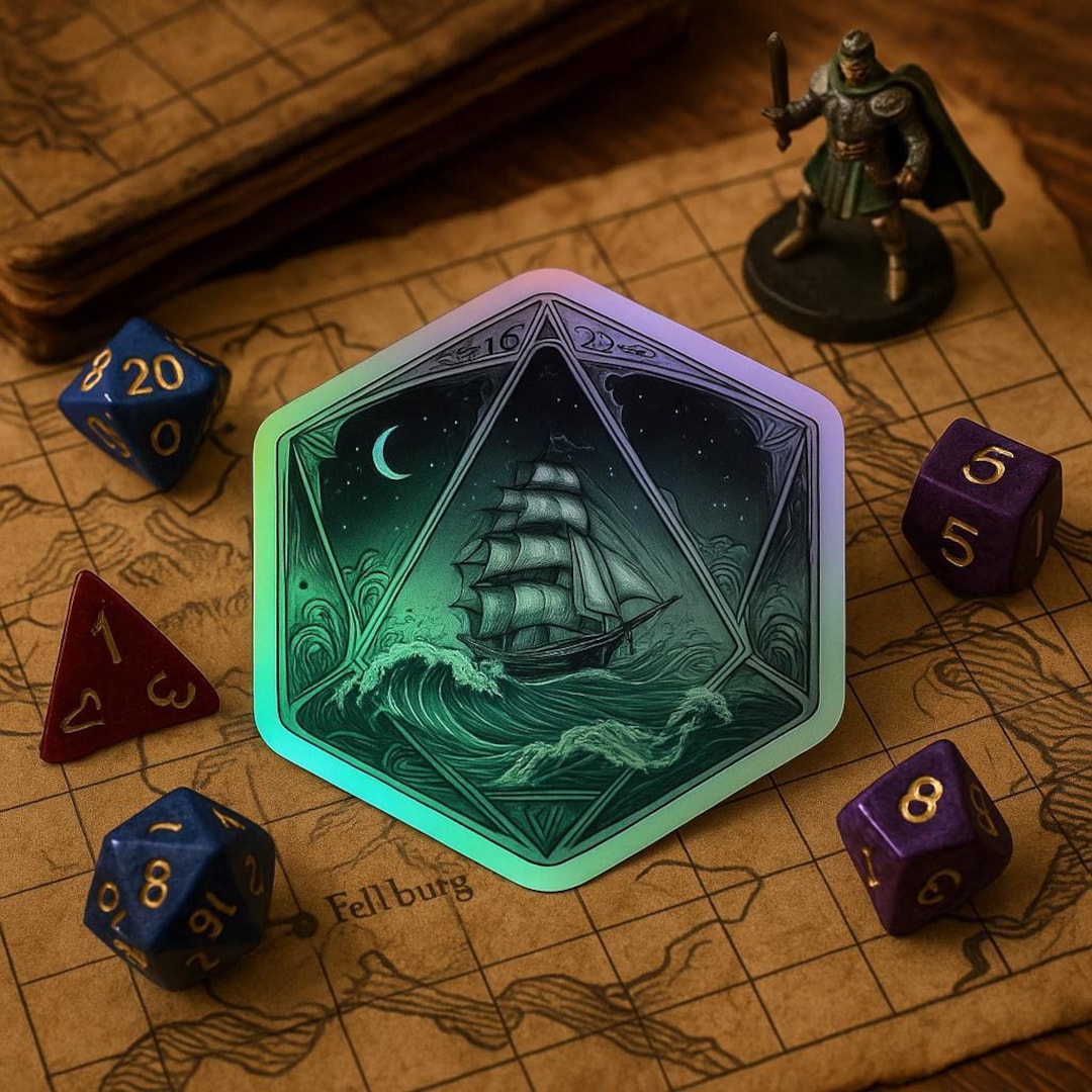 DND Sticker – Pirate Ship D20 Holographic Vinyl Sticker for RPG and ...
