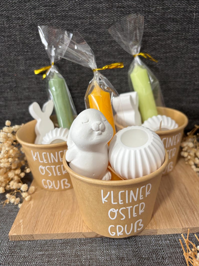 Ostern to Go | Kleiner Ostergruß – Geschenkbecher mit Osterhase, Kerze & Kerzenständer | Geschenkidee Ostern imagem 5