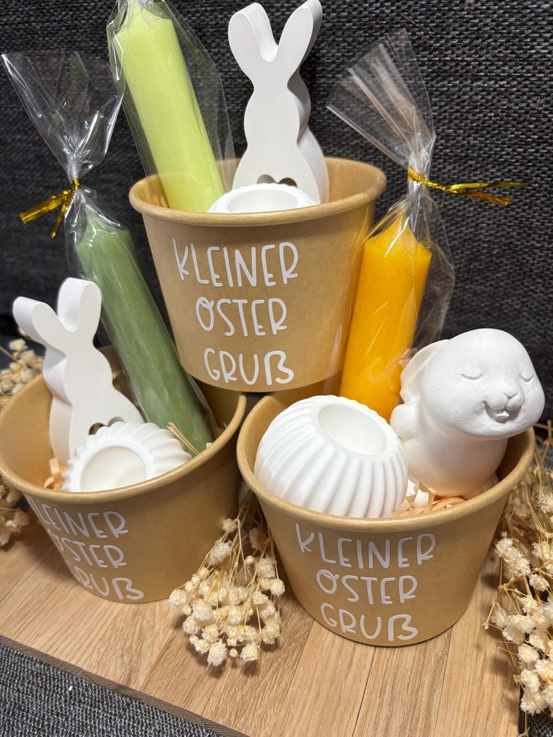 Ostern to Go | Kleiner Ostergruß – Geschenkbecher mit Osterhase, Kerze & Kerzenständer | Geschenkidee Ostern imagem 1