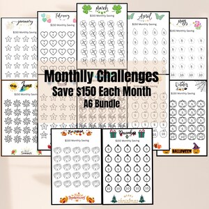 Monthly Savings Challenge Bundle, Save 150 a Month