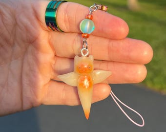 Handmade Sea Angel Clay Charm | Beaded Phone Strap, Ocean Accessory