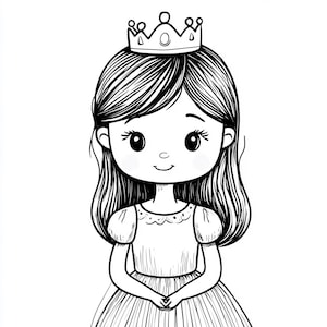 20 cute princess coloring pages to print and color for children in various levels of difficulty | Princess coloring book | Clipart