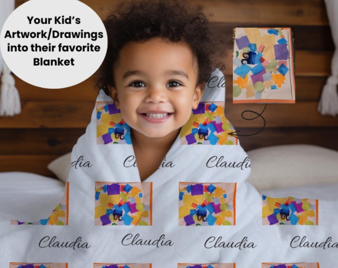 Custom Kids Art Blanket: Personalized Drawing Keepsake
