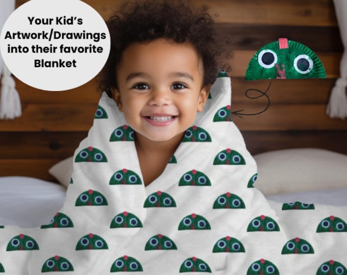 Personalized Kids Drawing Blanket: Velveteen Plush Keepsake Gift