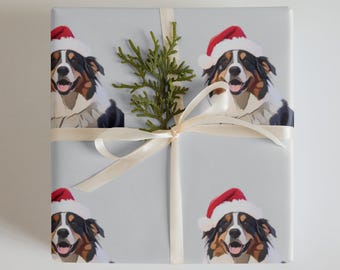 Feestelijk kerstcadeaupapier met mini Aussie-hondje met kerstmuts - leuke cadeauverpakking voor hondenliefhebbers - Aussie kerstthema