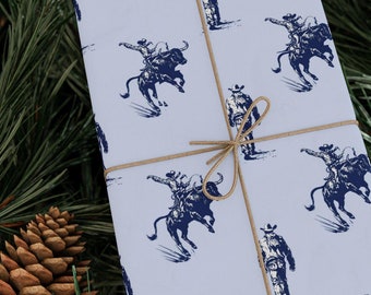 Vintage Western Gift Wrap Paper - Retro Cowboy Print