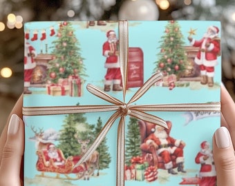 Vintage Santa Christmas Gift Wrap – Retro Holiday Wrapping Paper