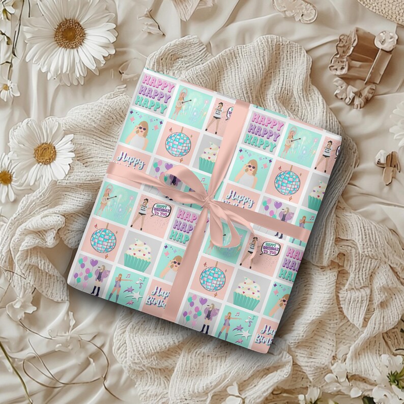 pink birthday gift wrap