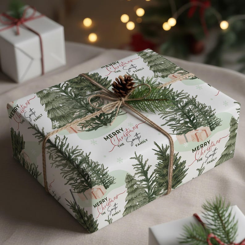 パーソナライズされたクリスマスギフトラッピングペーパー - 名前入りギフトラップ - カスタム 画像 2