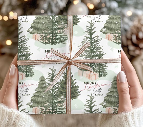 Personalized Christmas Gift Wrapping Paper - Name Gift Wrap - Custom