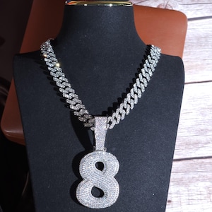 Collar con letra jumbo grande y brillante, cadena de eslabones cubanos, colgantes con iniciales, collar para hombre y mujer, regalos de cumpleaños personalizados, joyería de hip hop para graduación.