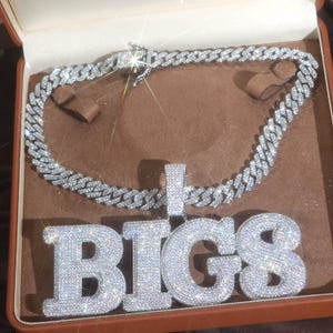 Colgantes personalizados con letras grandes y jumbo, cadena de eslabones cubanos, collar con nombre personalizado, regalos personalizados para rapero, joyería de hip hop