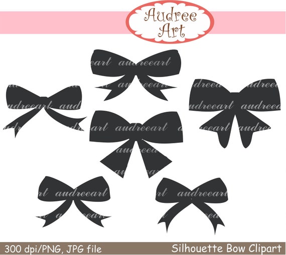 instant download clip art BOW Silhouette bow Black | Etsy