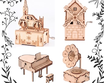 Carillon 3D in legno fai da te, kit creativo per ragazzi e adulti, attività STEM e decorazione per la casa, set fai da te, costruisci il tuo carillon
