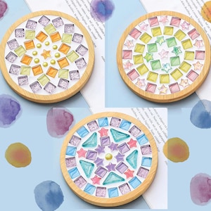 DIY Mosaic Coaster Kit (round), Craft kit for all age,Mosaic tile kit, Create Your Own Handmade Tile Coasters, Deco for home and office