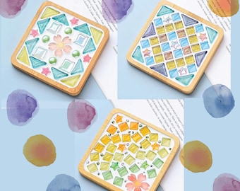 DIY Mosaic Coaster Kit (square), Craft kit for all age,Mosaic tile kit, Create Your Own Handmade Tile Coasters, Deco for home and office