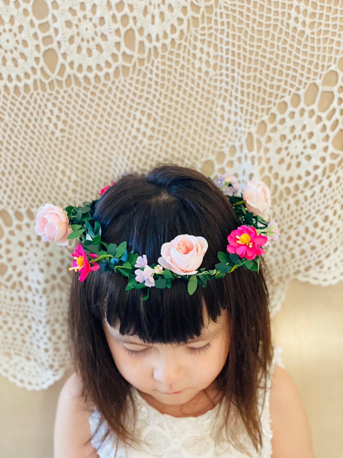 Kid's DIY Floral Hair Garland Kit Set. Hair Flower. Hair Etsy