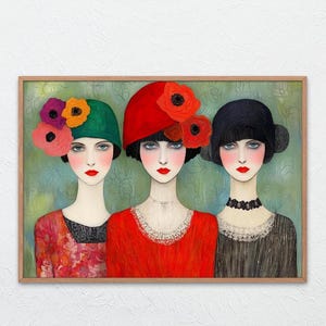 1920s Flapper Glamour: Retro Aesthetic Painting, Abstract Art, Trendy Wall Art,Fashion Painting, Downloadable Print, Girly Wall Art