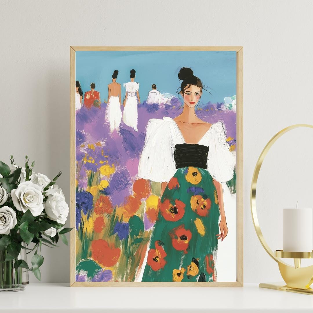Lavender Bloom Runway: Aesthetic Painting, Abstract Art, Trendy Wall Art,Fashion Painting, Downloadable Print, Girly Wall Art
