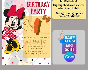 Minnie Mouse Birthday Invitation: Editable Party Template (Digital Download)