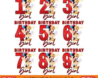 Minnie Mouse Birthday Girl PNG | Sublimation Design (Digital Download)