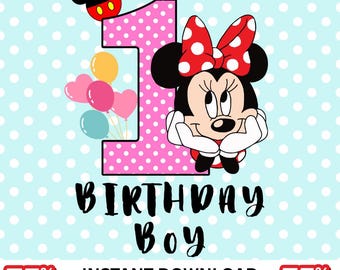 Minnie Mouse 1st Birthday PNG: Sublimation Design (Digital Download