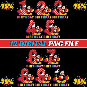 irthday Mickey PNG | 1st Birthday Boy Shirt Mickey | ONE Mickey Iron On | Digital Download Heat Transfer | Mickey Mouse Birthday Design
