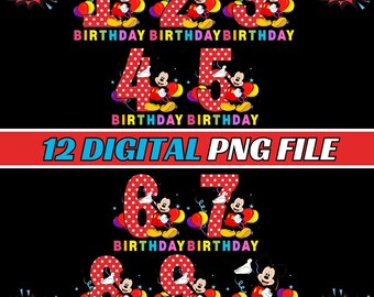 12 Digital Mickey 1st Birthday Logo Boy Shirt Iron On Design (Digital Download) (High Quality)