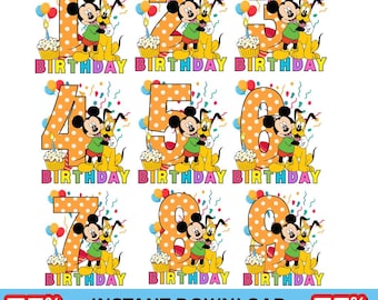 Mickey Mouse Birthday Graphic High Quality PNG, Kids Party Shirt (Digital Download)