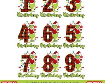 Grinch & Stitch Birthday PNG: Fun Party Shirt Designs (Digital Download)