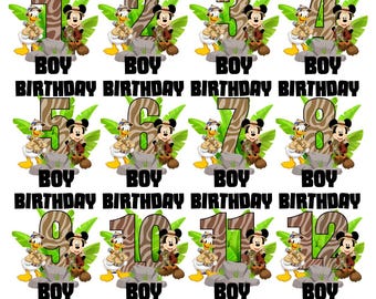 Safari Mickey Mouse Birthday PNG: Iron-On Shirt Design (Digital Download