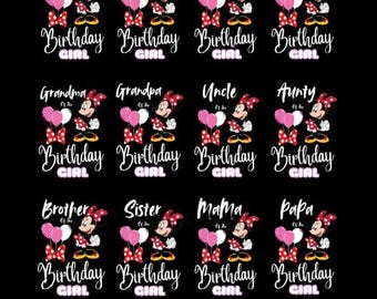 Pink Minnie Birthday Girl PNG, Princess Digital Download, Family Shirt Design