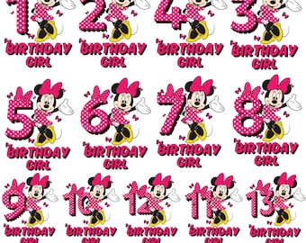 Minnie Mouse Birthday PNG: Iron-On & Sublimation Design (Digital Download)