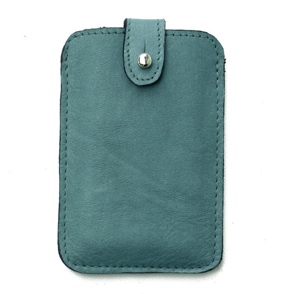 Étui en cuir pour iPhone4s,4 iPhone Wallet case Sleeve Aqua Green Distressed Leather, cadeau pour la fête des mères