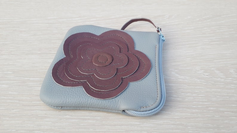 baby blue leather purse