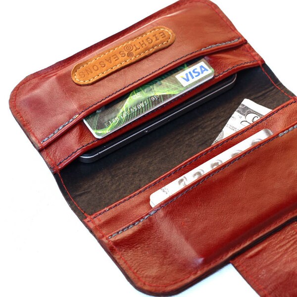iPhone 5 Wallet case, iphone 5s case, leather iphone wallet, phone wallet,  party clutch wallet, winter red leather, christmas gift for her