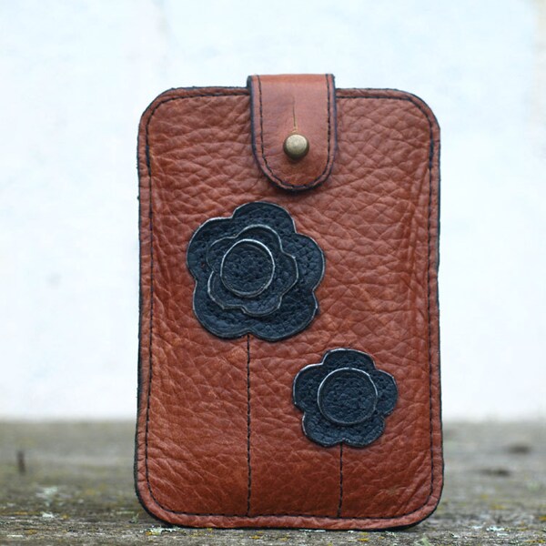 iPhone iPod Case FREE SHIPPING Brown and Black Leather . Christmas Gift Wrapped