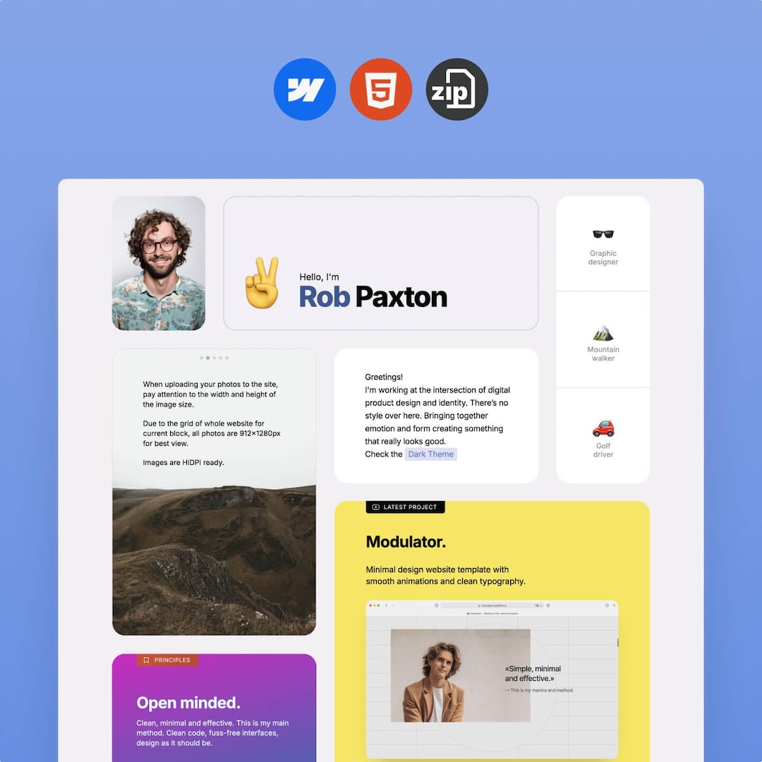 Webflow Template HTML Website Design Paxton Minimal, Portfolio ...