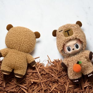 Brown Capybara Costume: Plush Animal Dress-Up Outfit- 17cm Labubu Costume