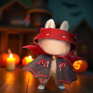Labubu Bat Cloak – Halloween Cosplay Costume Outfit for Labubu Doll, Cute Plush Clothes Accessories