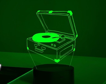 Record Player Stand night light,Now Playing Acrylic Led Sign,Gift for Vinyl Lover,Perfect for musician,record room,music room,Christmas gift