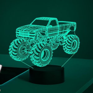 Monster Truck Custom Night Light,Bedroom Table Lamps,Kids Bedroom Decor,Lights for Boys,kids xmas gift,christmas sale,kids acrylic lamp
