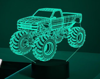 Monster Truck Custom Night Light,Bedroom Table Lamps,Kids Bedroom Decor,Lights for Boys,kids xmas gift,christmas sale,kids acrylic lamp