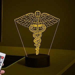 Medicine Sign Custom Night Light,Caduceus Perfect Doctor Gift,3D Night Light Gift for colleague,Graduation Gift,Med Student Gift, xmas gifts