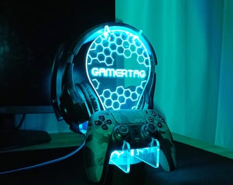 RGB Led Controller Holder and headphone stand,Headset Gaming Station,Gamer Christmas Gift idea,ps5 controller,xbox headset stand